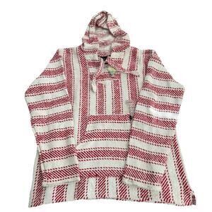 Baja Billy’s Medium Beach Poncho Hoodie Pullover Hand Woven
